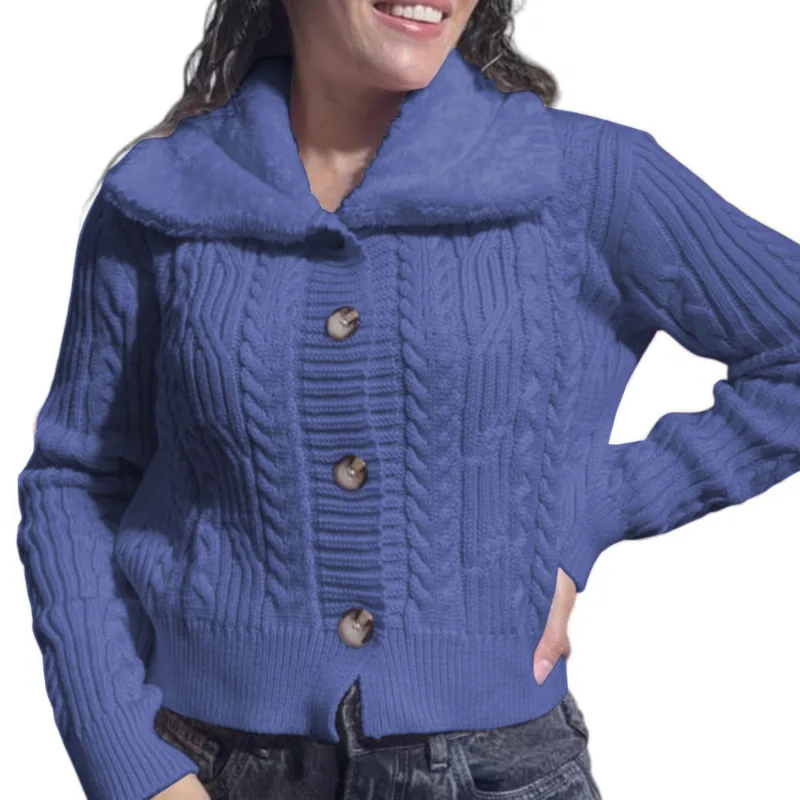 Chompa Mujer Hilo Camisero De Peluche 359G-25 Color Turquesa Talla M