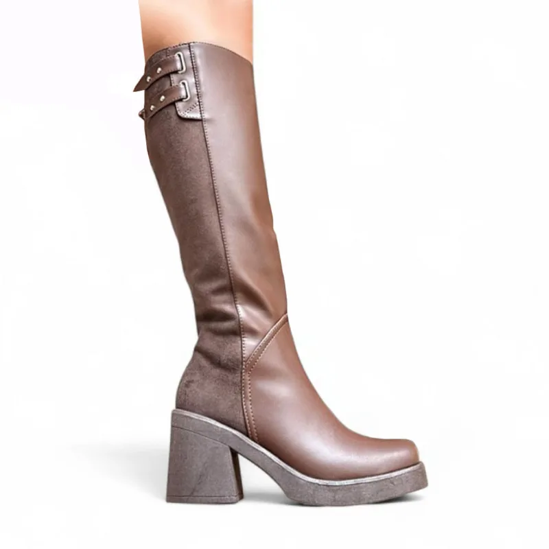 Botin Mujer Punta Cudrada Taco 7 2086L-75 Color Marron Talla 35