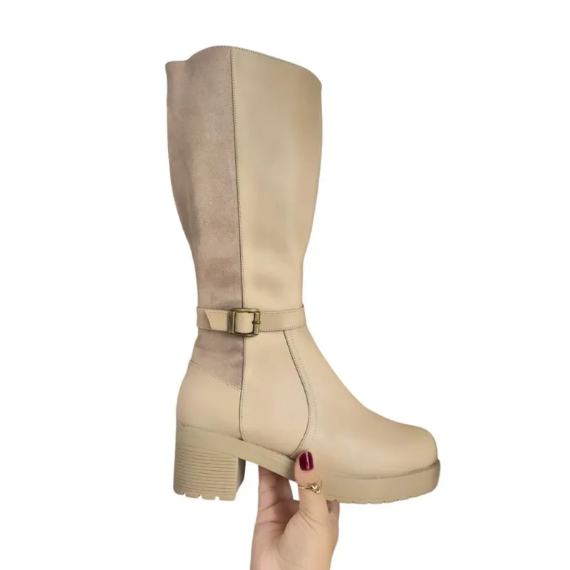 Bota Mujer Spanso Taco 5 1177 5C-70 Color Beige Talla 39