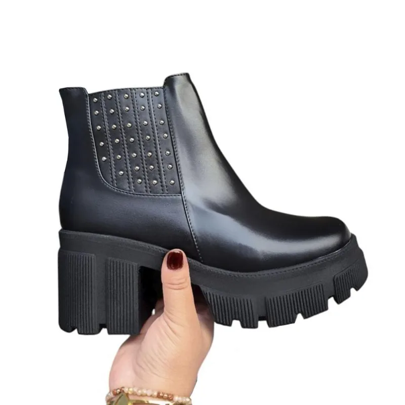 Botin Mujer Perlas Taco 5 1177 5C-60 Color Negro Talla 39