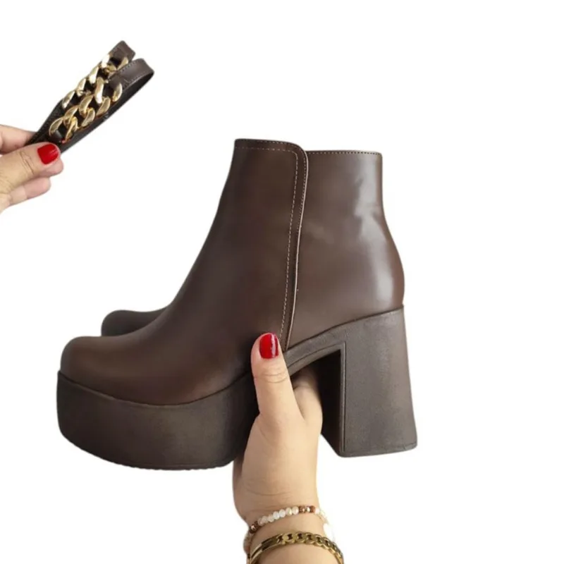 Botin Mujer Taco 9 Doble 1177 5C-65 Color Marron Talla 37