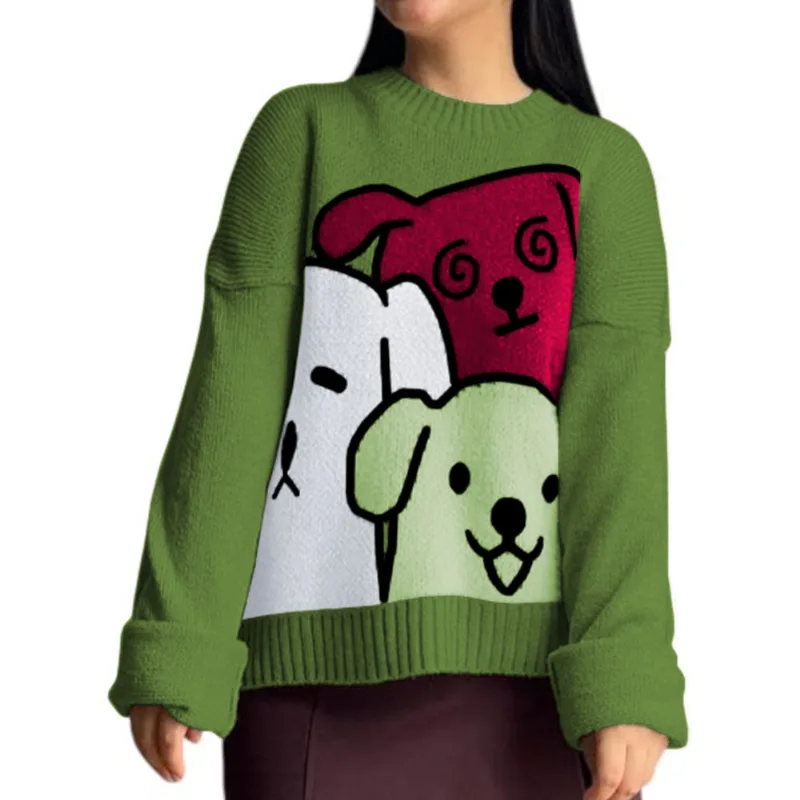 Chompa Mujer 359G-27 Hilo Alpino Barnizado En Los Perros Color Verde Talla M