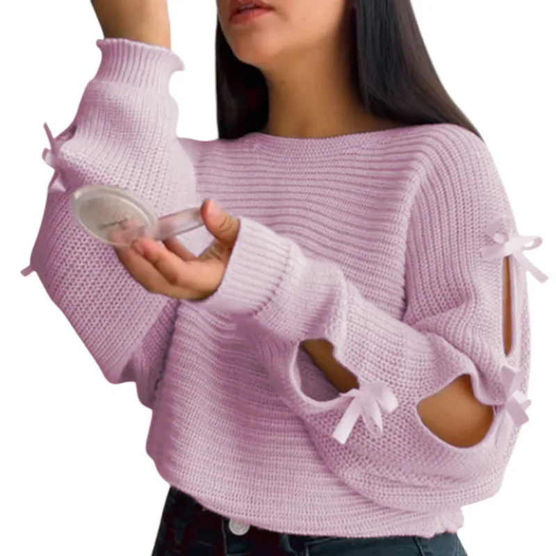Chompa Mujer 359G-23 Hilo Tacto Con Cintas Color Rosa Talla M