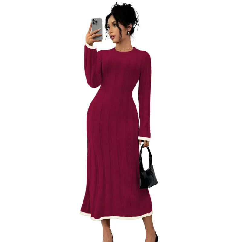 Vestido Mujer 463G-37 Hilo Tacto Amarrable En La Espalda Claro Color Vino Talla L