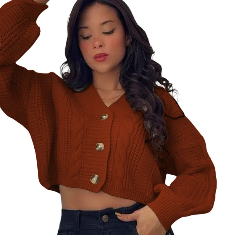 Chompa Mujer Hilo Trensa 359G-23 Color Caramelo Talla M