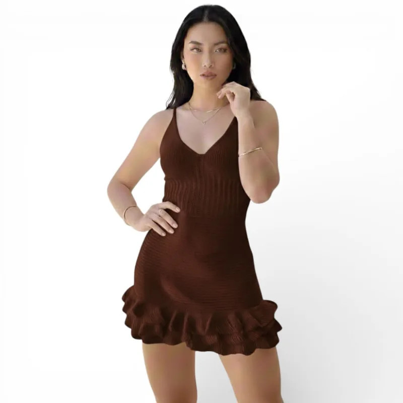 Vestido Hilo 359-23 Color Chocolate Talla S