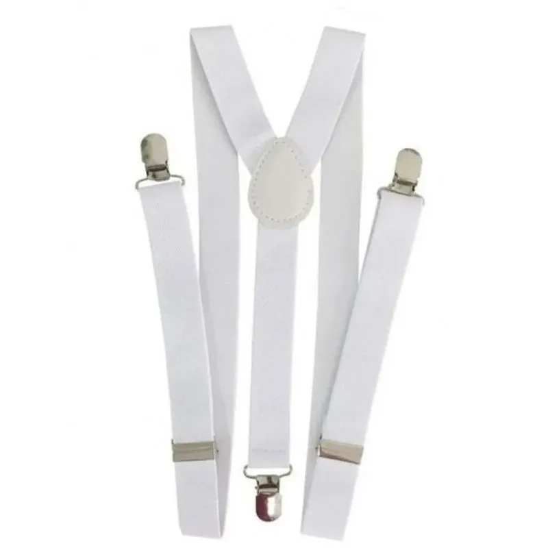 Suspensório Ajustável Adulto Liso Branco