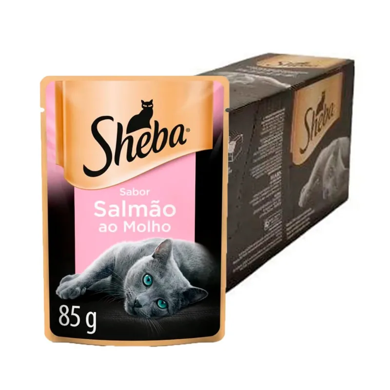 Kit 20un. Ração Úmida Sheba Sachê Para Gatos Adultos Salmão 85g