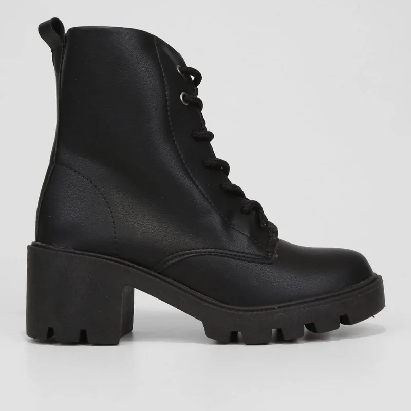 Bota Coturno Look Fashion Cano Médio Feminina - Feminino - Preto