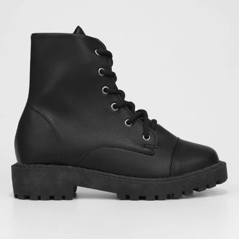 Bota Coturno Look Fashion Cano Médio Feminina - Feminino - Preto