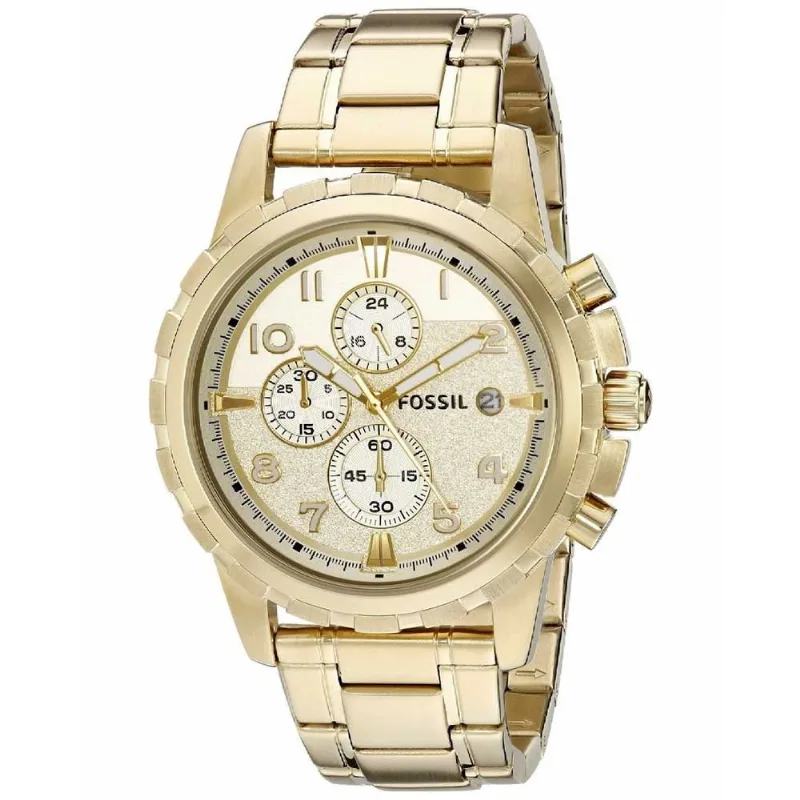 Reloj Fossil Dean FS4867 Fecha Cronómetro Acero Inoxidable Dorado
