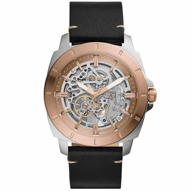 Reloj Fossil Privateer Sport BQ2428 Automático Correa de Cuero Negro