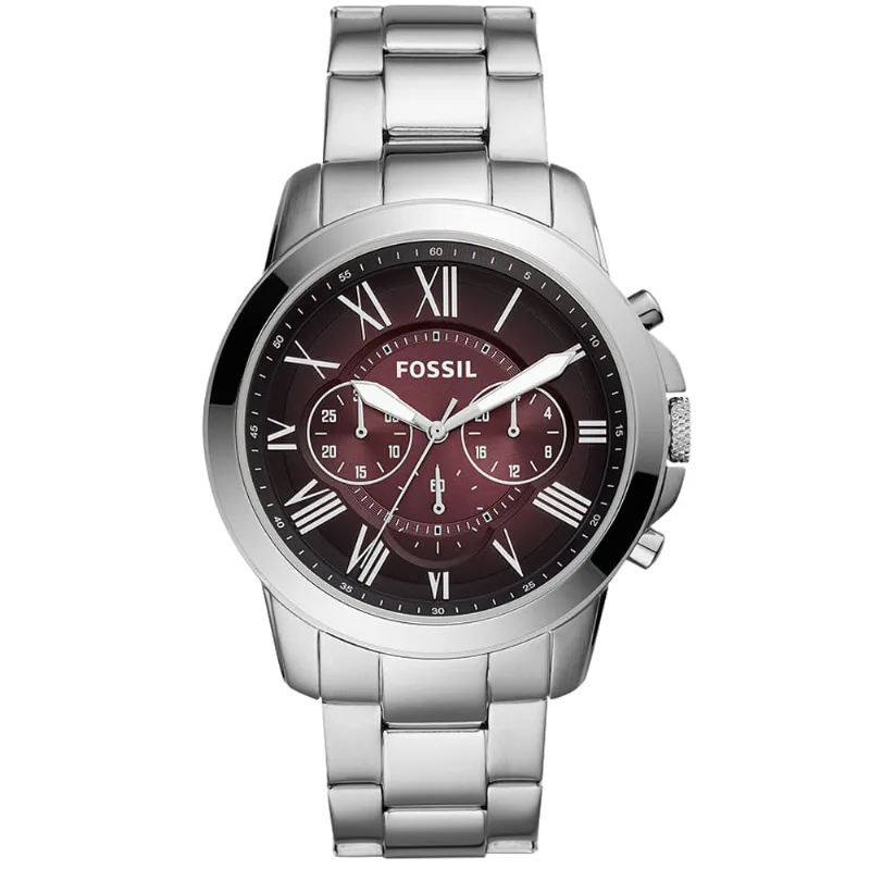 Reloj Fossil Grant FS5628 Cronómetro Acero Inoxidable Dial Vino