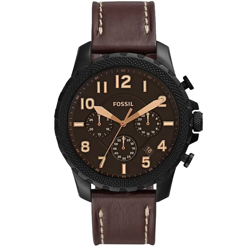 Reloj Fossil Bowman FS5601 Fecha Cronómetro Correa de Cuero y Dial Marrón