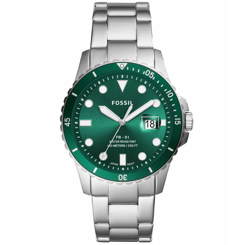 Reloj Fossil FB-01 FS5670 Fecha Acero Inoxidable Dial Verde