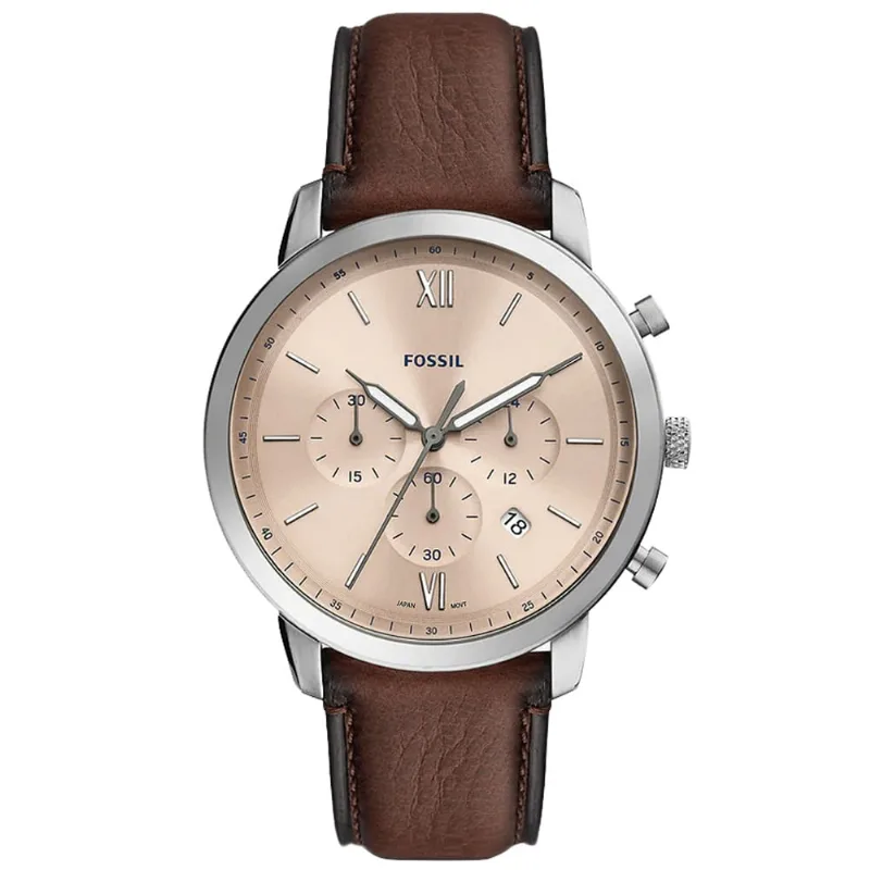 Reloj Fossil Neutra FS5982 Fecha Cronometro Acero Inoxidable Dial Beige