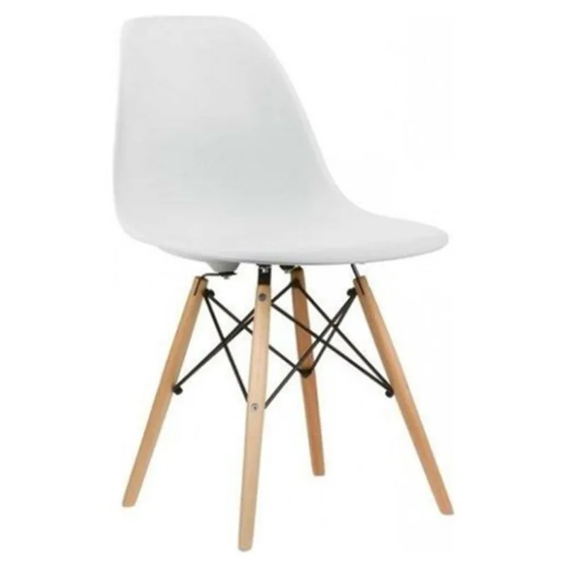 Nicer Interior Eiffel Dining Side Chair - White/Natural Wood - Set of 2
