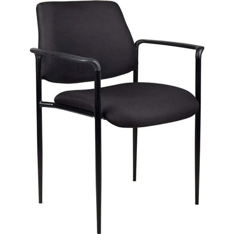 Nicer Interior Stackable Fabric Guest Chair with Arms and Steel Frame - Black