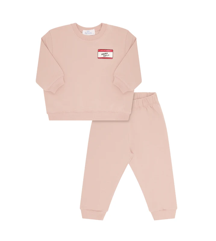 HEVEN CHILD PINK NAME TAG SWEATSHIRT SET 12M