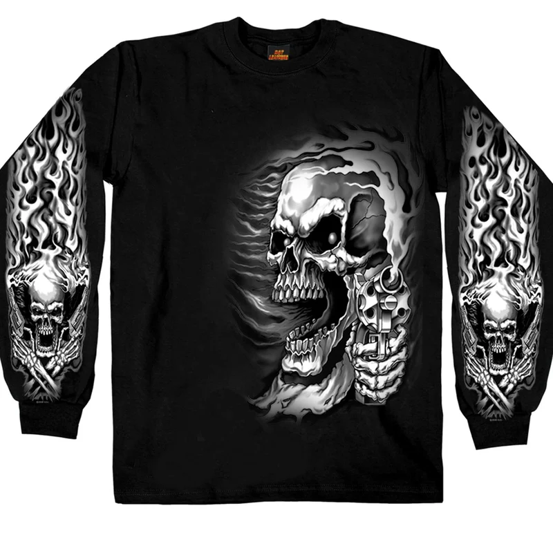 Hot Leathers GMS2076 Men’s ‘Assassin’ Long Sleeve Black Shirt Black / 2X-Large