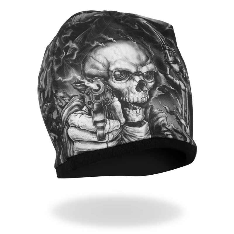 Hot Leathers KHC1037 Smoking Gun Skull Soft Beanie Multi / One Size