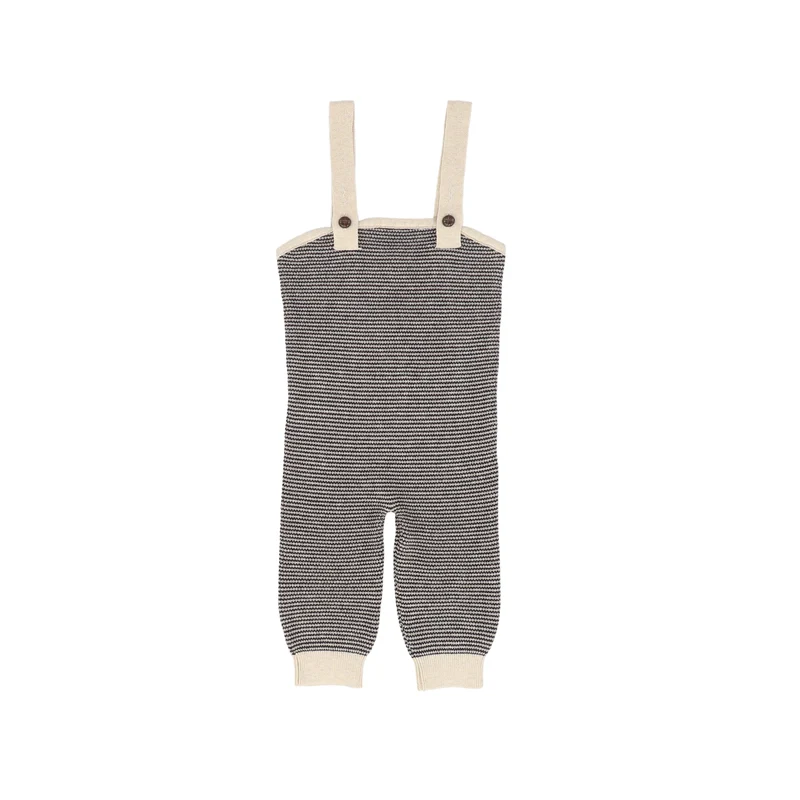 TINY 2 BEIGE TEXTURED KNIT OVERALLS 9M