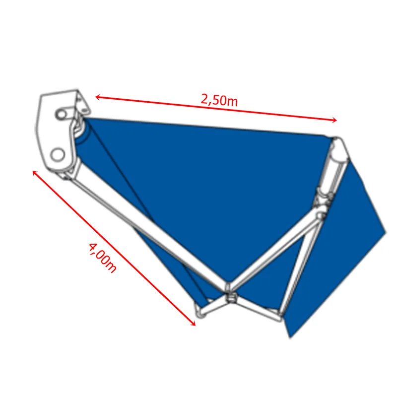 Toldo Articulado - 4,00m x 2,50m Lona PVC Azul Reno