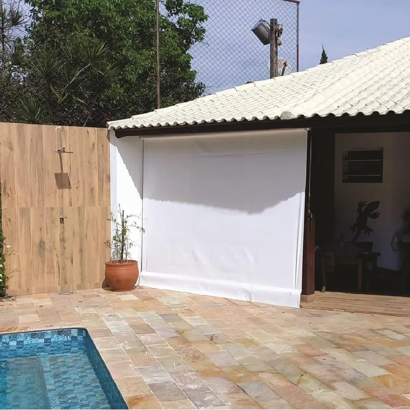 Toldo Cortina Retratil Branco - 4,00m X 2,75m - Kit Completo