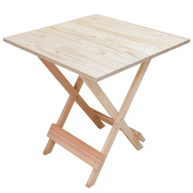 Mesa De Madeira 70 Por 70 Dobrável Sem Pintura