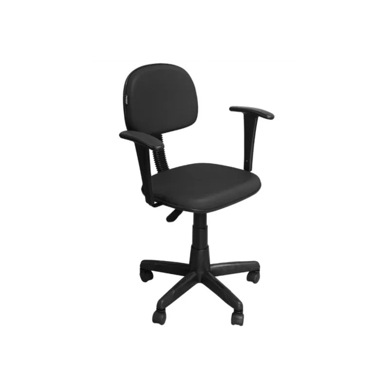 Cadeira de Escritório CS-02BT Secretária Giratória Braço Fixo Preta - Pethiflex
