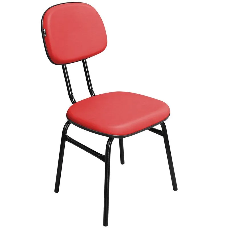 Cadeira de Escritório Secretária 3/4 CSF01 Fixa Corino Vermelho - Pethiflex