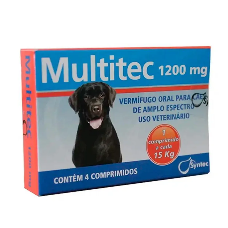 Kit 2 Un. Vermífugo Multitec Cães Até 15kg 1200 Mg Syntec 4