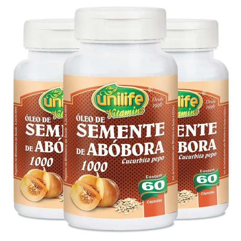 Óleo De Semente De Abóbora 1200mg 3un De 60 Cápsula Unilife