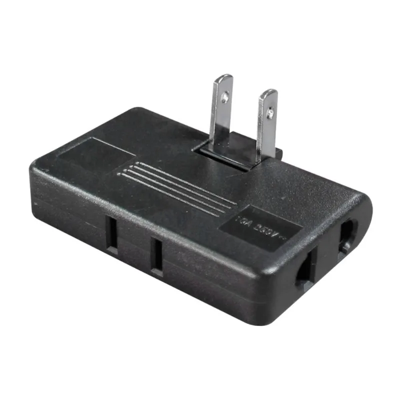 Adaptador Triple Plano Giratorio 10a Negro Opalux