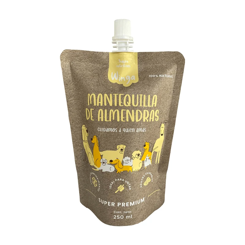 POUCH MANTEQUILLA DE ALMENDRA PERRO 250 ML WINGA MANTEQUILLA DE ALMENDRA
