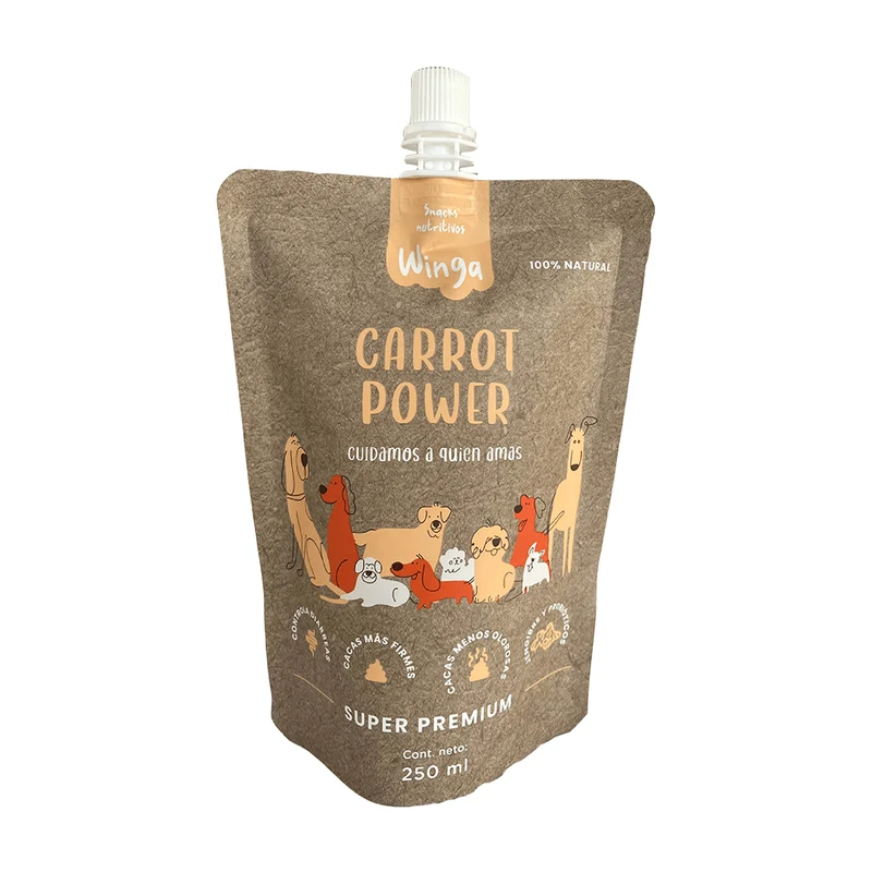 POUCH CARROT POWER PERRO 250 ML WINGA ZANAHORIA