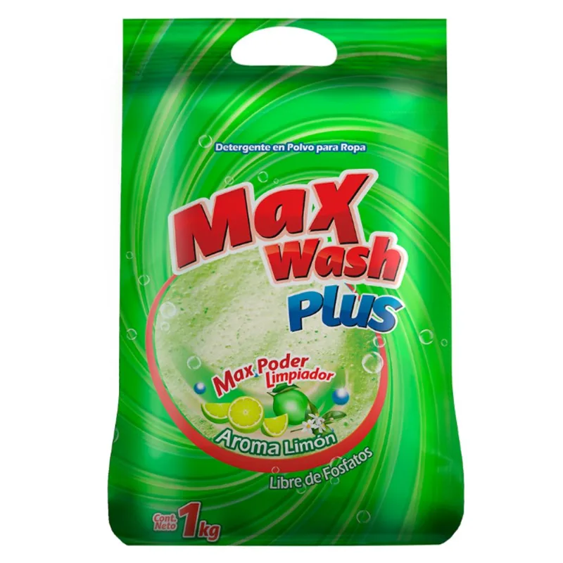 Detergente Max Wash En Polvo Aroma Limón 1 Kg