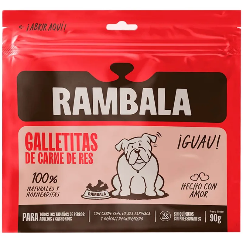 Alimento para Perro RAMBALA Galletitas Sabor Carne de Res Doypack 90g