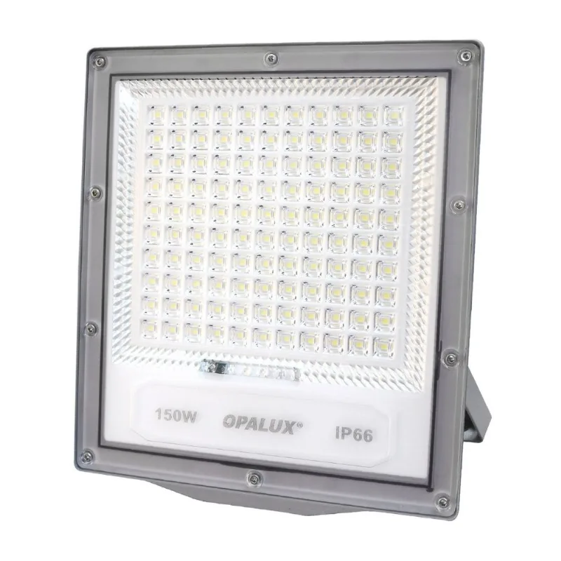 Reflector LED Solar Opalux 150W Luz Fría en Aluminio Gris Modelo OPSFL150CW