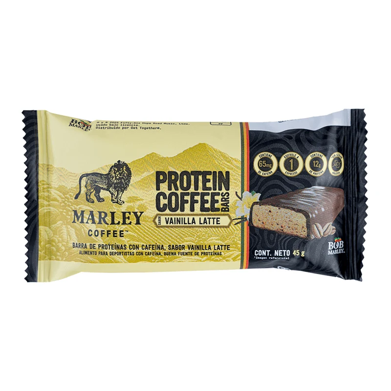 BARRA CAFE PROTEINA 45 GR, MARLEY COFFEE VAINILLA LATTE
