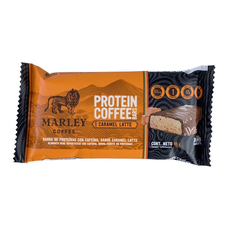 BARRA CAFE PROTEINA 45 GR, MARLEY COFFEE CARAMEL LATTE