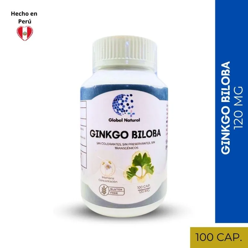 Ginkgo Biloba en capsulas 100 unidades de 120 MG - Global Natural