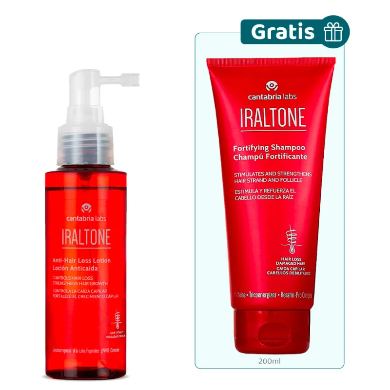 Kit Iraltone Loción Anticaída 100 ml + Gratis Iraltone Champú Fortificante 200 ml - Cantabria Labs Kit