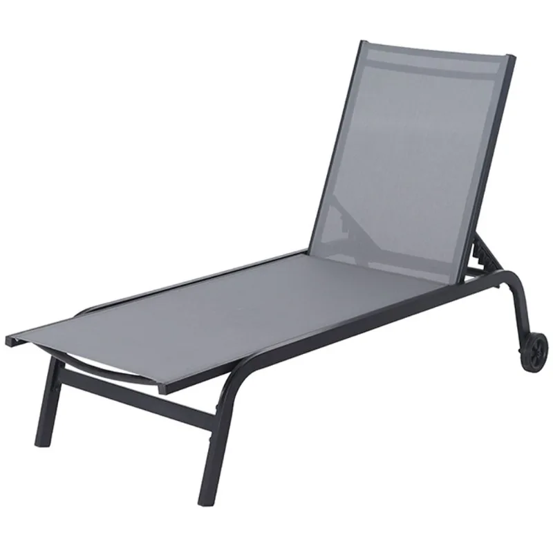 Landon & Co. Lounge Chair in Aluminum with 6 Settings 74.8 x 13.8 x 24-in - Grey