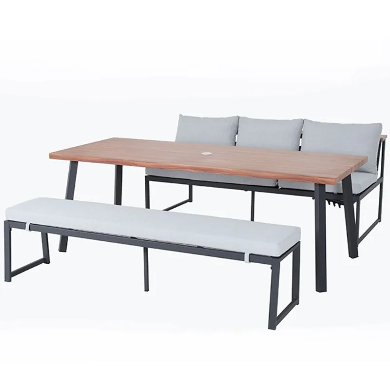 Landon & Co. Kaslo Conversation Set in Black Steel with Grey Cushions - 3-Piece