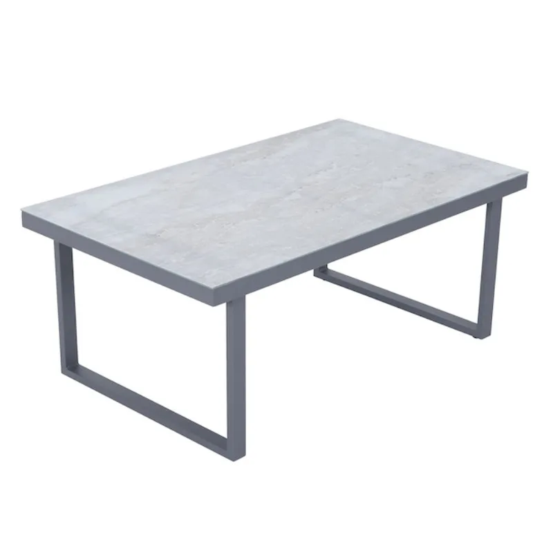 Landon & Co. Coffee Table in Grey Steel 17 x 43-in - Faux Ciment Top