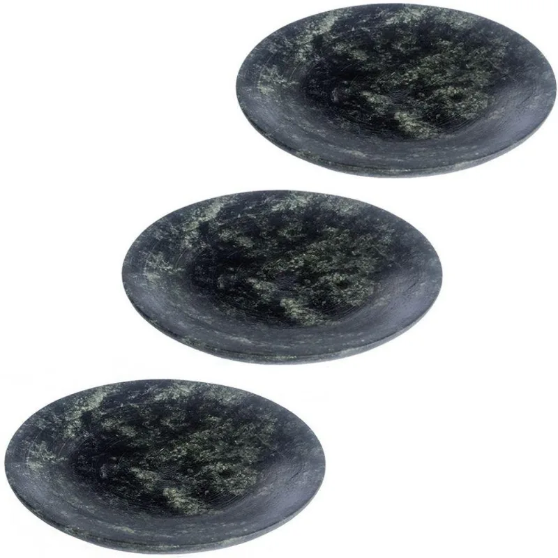 Kit 3 Pratos Rasos De Pedra Sabão 24 Cm