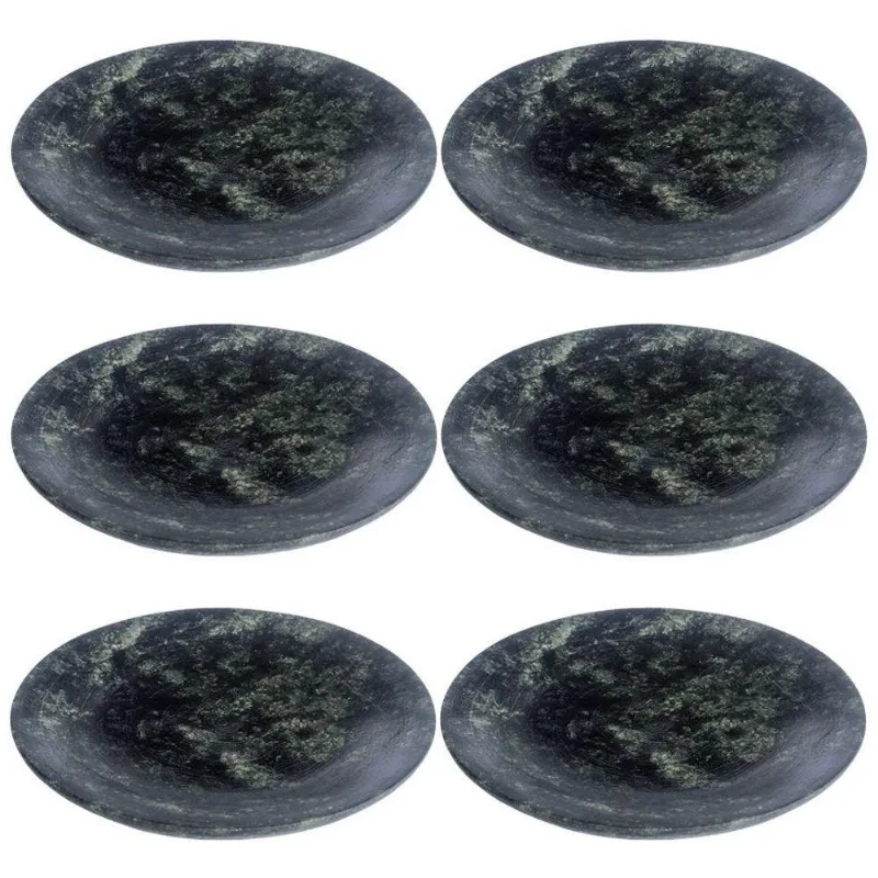 Kit 6 Pratos Rasos De Pedra Sabão 24 Cm