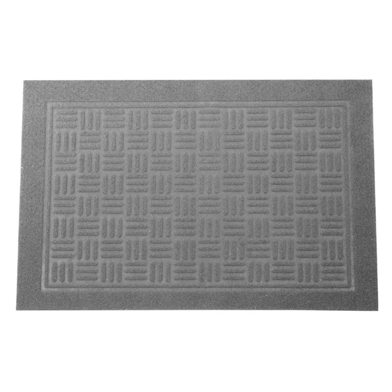 Tapete de Porta Capacho Com Relevo Chess 0,40 x 0,60 Cinza 1 Peça