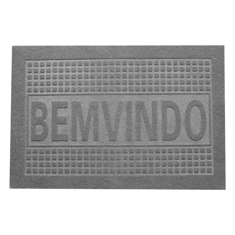 Tapete de Porta Capacho Bem Vindo 0,40 x 0,60 Cinza 1 Peça